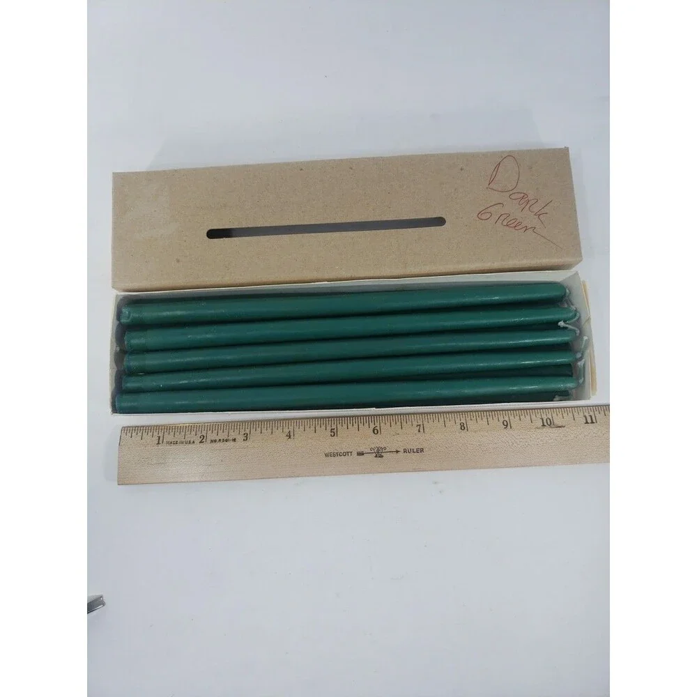 Vtg Hallmark Green Hostess Taper Candles Dark Green New Old Stock 1970s QTY: 11